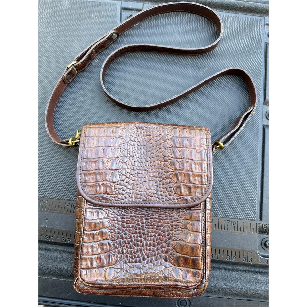 Vintage Brahmin Croc Leather Shoulder Bag Made In USA